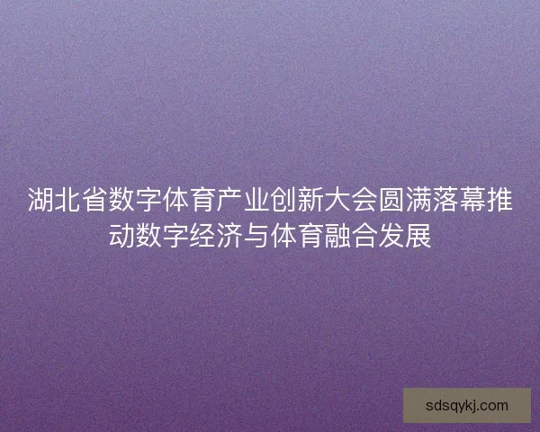 湖北省数字体育产业创新大会圆满落幕推动数字经济与体育融合发展
