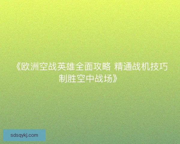《欧洲空战英雄全面攻略 精通战机技巧制胜空中战场》