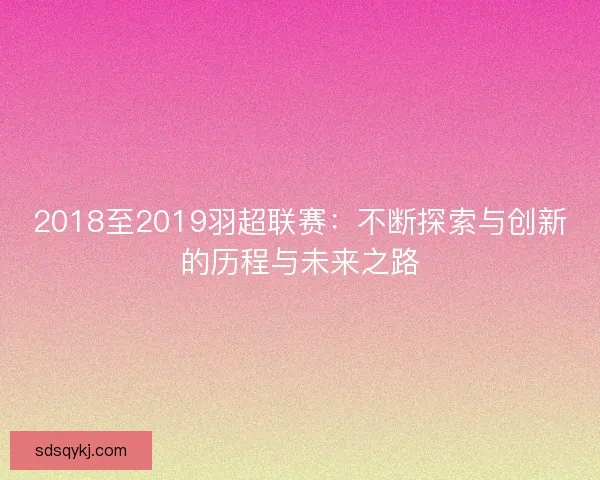 2018至2019羽超联赛:不断探索与创新的历程与未来之路 2018至2019羽超联赛:不断探索与创新的历程与未来之路